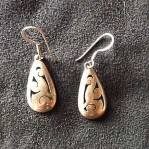 Silver Teardrop Earrings with Cutout Design